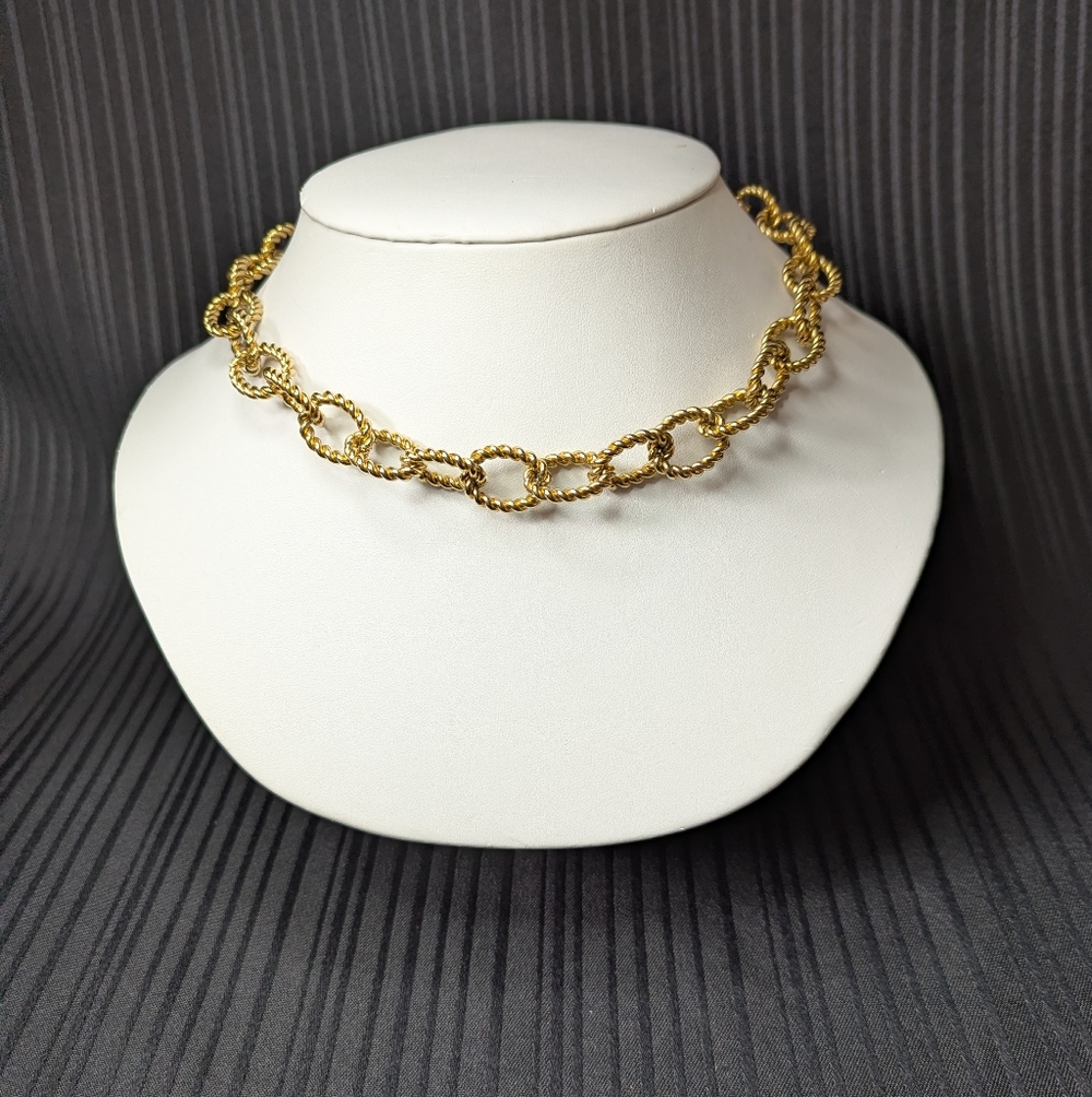 Heavy Gold Tone Minimalist Chain Necklace